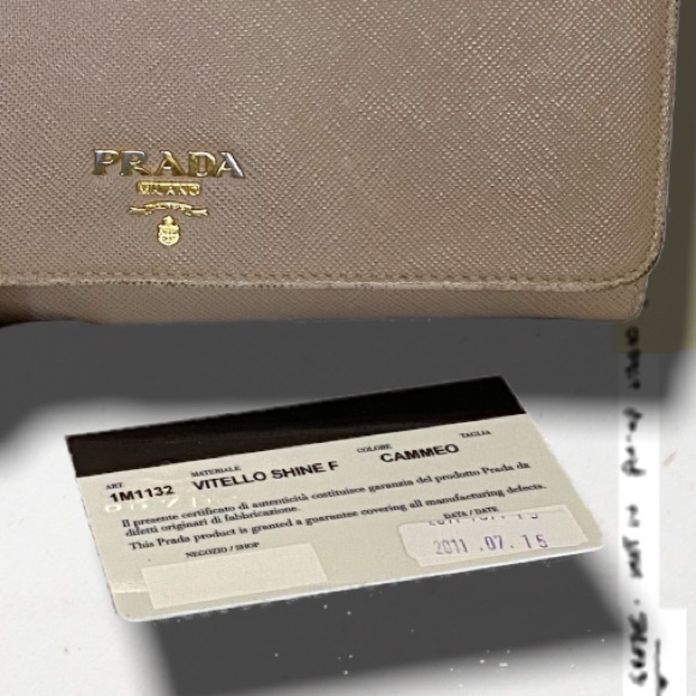 PRADA Cammeo Saffiano Metal Leather Long Continental Wallet taupe minimalist - Picture 12 of 13